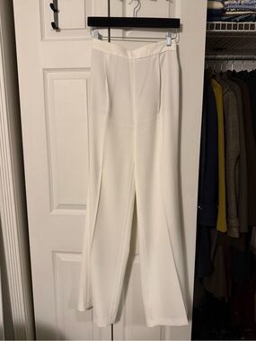 Zara Cream Wide-Leg High-Rise Trousers